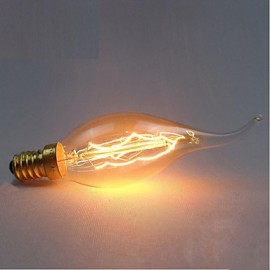 E14 AC220-240V 40W Silk Carbon Filament Incandescent Light Bulbs C35L Around Pearl