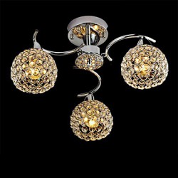 Max40W Modern/Contemporary Crystal / Bulb Included Electroplated Metal Pendant Lights / Flush Mount Bedroom / Dining Room / Hallway