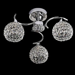 Max40W Modern/Contemporary Crystal / Bulb Included Electroplated Metal Pendant Lights / Flush Mount Bedroom / Dining Room / Hallway