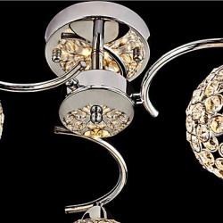 Max40W Modern/Contemporary Crystal / Bulb Included Electroplated Metal Pendant Lights / Flush Mount Bedroom / Dining Room / Hallway