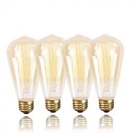 ST64 Edison Vintage Bulb 220-240V 60W E27 Amber Warm White Decorative Dimmable 4PCS