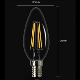 E14 LED Filament Bulbs C35 4PCS COB 400LM lm Warm White Decorative AC 220-240 V