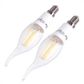 2PCS E14 4W 4xCOB 320LM 3000K Warm White Edison Candle Bulbs LED Filament Light(85-265V)