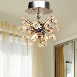 Max 10W Modern/Contemporary Crystal / Mini Style / Bulb Included Chrome Metal Chandeliers / Flush Mount Living Room / Bedroom / Hallway