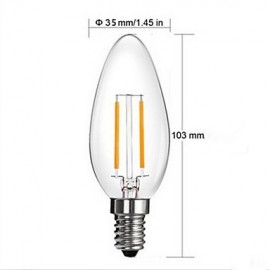 E12 LED Filament Bulbs C35 2 COB 250 lm Warm White Decorative AC 110-130 V