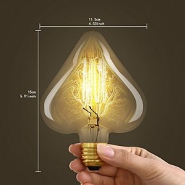 40W E27 Retro Industry Style Transparent Incandescent Bulb in Heart Shape