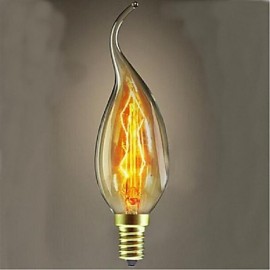 60W C35L Tungsten Bulb Candle Pull Tail Candle European-Style Decor(Assorted Color)