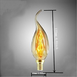 60W C35L Tungsten Bulb Candle Pull Tail Candle European-Style Decor(Assorted Color)