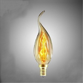 60W C35L Tungsten Bulb Candle Pull Tail Candle European-Style Decor(Assorted Color)