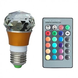 E27 3W RGB 16 Colors Crystal Led Bulb with Remote Controller (AC 100-220V)