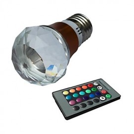 E27 3W RGB 16 Colors Crystal Led Bulb with Remote Controller (AC 100-220V)