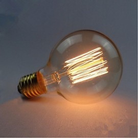 E27 AC220-240V 40W Silk Carbon Filament Incandescent Light Bulbs G80 Around Pearl