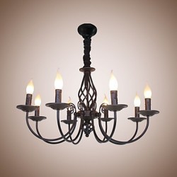 European Simple Iron Living Room Dining Room Lamp Candle Lamp 8 Bedroom Study Game Hall Chandelier