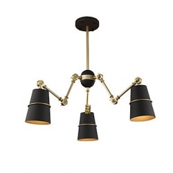 3 Lights Chandelier Vintage Brass Rose Rust Painting Color Metal for Living Room Bedroom E14