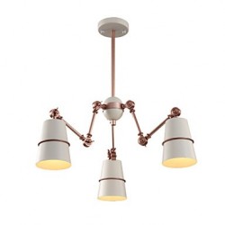 3 Lights Chandelier Vintage Brass Rose Rust Painting Color Metal for Living Room Bedroom E14