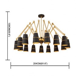 15 Lights Chandelier Vintage Brass Rose Rust Painting Color Metal for Living Room Bedroom E14