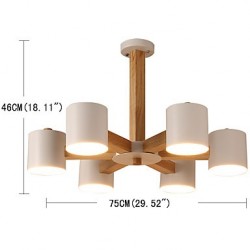 6 Lights Chandelier Modern/Contemporary Traditional/Classic Vintage Country Wood Feature for LED Wood Living Room Bedroom Dining Room