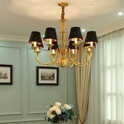 Chandelier Traditional/Classic Country Brass Feature for LED Mini Style Metal Living Room Bedroom Dining Room Study Room/Office 8 Bulbs