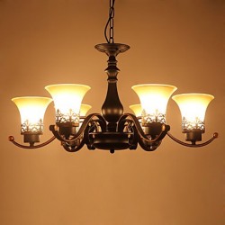 Six Light Amercian Countryside Vintage Metal with Glass Pendant Lamp for the Canteen Room / Living Room / Entry / Foyer Decorate Drop Lamp