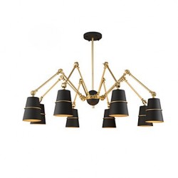 8 Lights Chandelier Vintage Brass Rose Rust Painting Color Metal for Living Room Bedroom E14