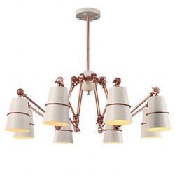 8 Lights Chandelier Vintage Brass Rose Rust Painting Color Metal for Living Room Bedroom E14