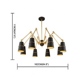 8 Lights Chandelier Vintage Brass Rose Rust Painting Color Metal for Living Room Bedroom E14