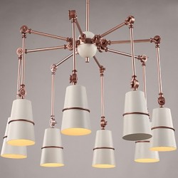 8 Lights Chandelier Vintage Brass Rose Rust Painting Color Metal for Living Room Bedroom E14