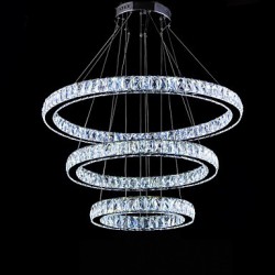 LED Crystal Pendant Lights Modern Lighting Three Rings D406080 K9 Large Crystal Hotel Ceiling Light Fixtures