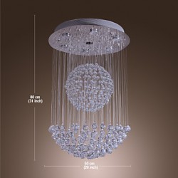 Max 50W Modern/Contemporary Crystal / Bulb Included Chrome Chandeliers / Flush Mount Living Room / Bedroom / Dining Room