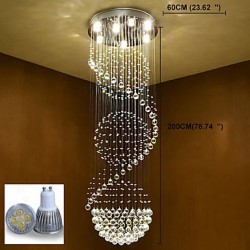 LED Crystal Ceiling Chandeliers Pendant Light Indoor Home Hanging Lighting Lamps Fixtures for Hotel Stairs