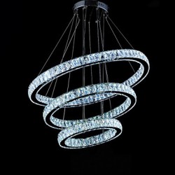 LED Crystal Pendant Lights Modern Lighting Three Rings D406080 K9 Large Crystal Hotel Ceiling Light Fixtures