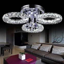 30 Watt Modern/Contemporary Crystal / LED Chrome Metal Flush Mount