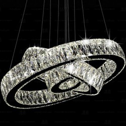 LED Crystal Pendant Lights Modern Lighting Three Rings D406080 K9 Large Crystal Hotel Ceiling Light Fixtures