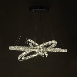 Dimmable LED Pendant Light Modern Remote Control Crystal Chandelier Lamp Fixtures with 3 Ring D705030 CE UL