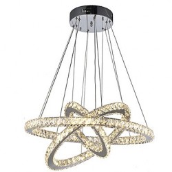 Dimmable LED Pendant Light Modern Remote Control Crystal Chandelier Lamp Fixtures with 3 Ring D705030 CE UL