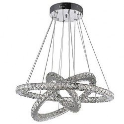 Dimmable LED Pendant Light Modern Remote Control Crystal Chandelier Lamp Fixtures with 3 Ring D705030 CE UL