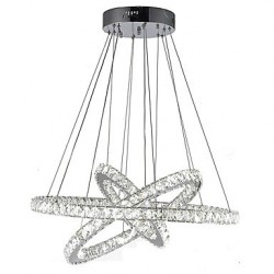 Dimmable LED Pendant Light Modern Remote Control Crystal Chandelier Lamp Fixtures with 3 Ring D705030 CE UL