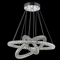 Dimmable LED Pendant Light Modern Remote Control Crystal Chandelier Lamp Fixtures with 3 Ring D705030 CE UL