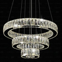 LED Crystal Pendant Lights Modern Lighting Three Rings D406080 K9 Large Crystal Hotel Ceiling Light Fixtures