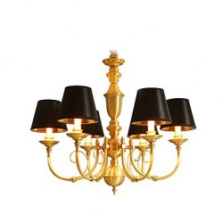 Chandelier Traditional/Classic Country Brass Feature for LED Mini Style Metal Living Room Bedroom Dining Room Study Room/Office 6 Bulbs