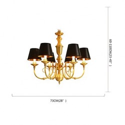Chandelier Traditional/Classic Country Brass Feature for LED Mini Style Metal Living Room Bedroom Dining Room Study Room/Office 6 Bulbs