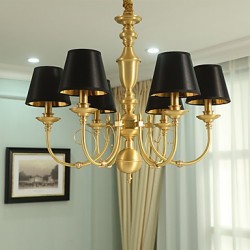 Chandelier Traditional/Classic Country Brass Feature for LED Mini Style Metal Living Room Bedroom Dining Room Study Room/Office 6 Bulbs