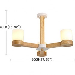 3 Lights Chandelier Modern/Contemporary Traditional/Classic Vintage Country Wood Feature for LED Wood Living Room Bedroom Dining Room