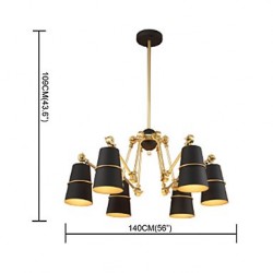 6 Lights Chandelier Vintage Brass Rose Rust Painting Color Metal for Living Room Bedroom E14