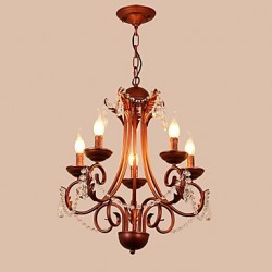 5 Lights Chandelier Modern/Contemporary Traditional/Lodge Vintage Retro Country Painting Feature for Crystal Metal Living Room