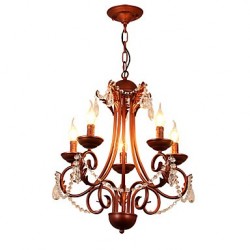 5 Lights Chandelier Modern/Contemporary Traditional/Lodge Vintage Retro Country Painting Feature for Crystal Metal Living Room