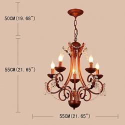 5 Lights Chandelier Modern/Contemporary Traditional/Lodge Vintage Retro Country Painting Feature for Crystal Metal Living Room
