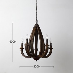 Vintage Painting Feature Mini Style Wood / Bamboo Chandelier Lamp for the Entry / Living Room /Kids Room / Hotel Decorate Pendant Lamp