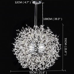 Globe Chrome Feature for Crystal Metal Living Room Dining Room Study Room/Office Chandelier