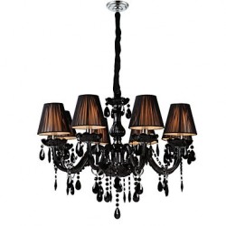 Chandelier Luxury Modern Black Crystal Living 8 Lights